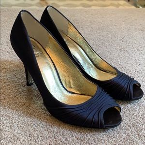 Adrianna Papell Peep Toe Heels - Navy